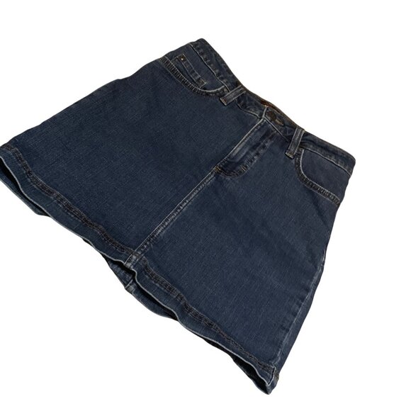 Vintage Lee Denim Blue Jean Skort Women's A-Line Style Back Pockets Size S - Picture 6 of 15